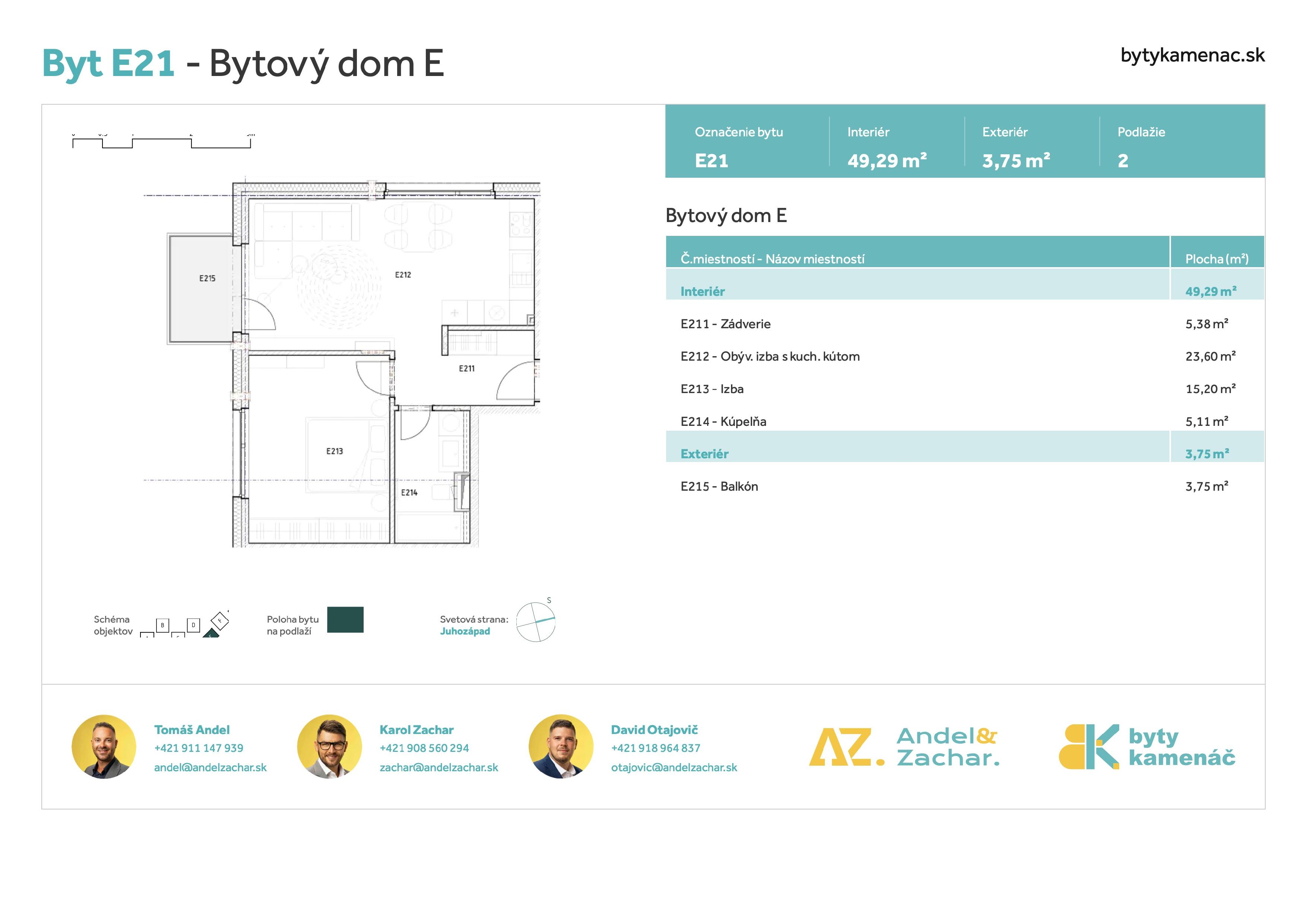 Byty Kamenáč - E21 - Pôdorys