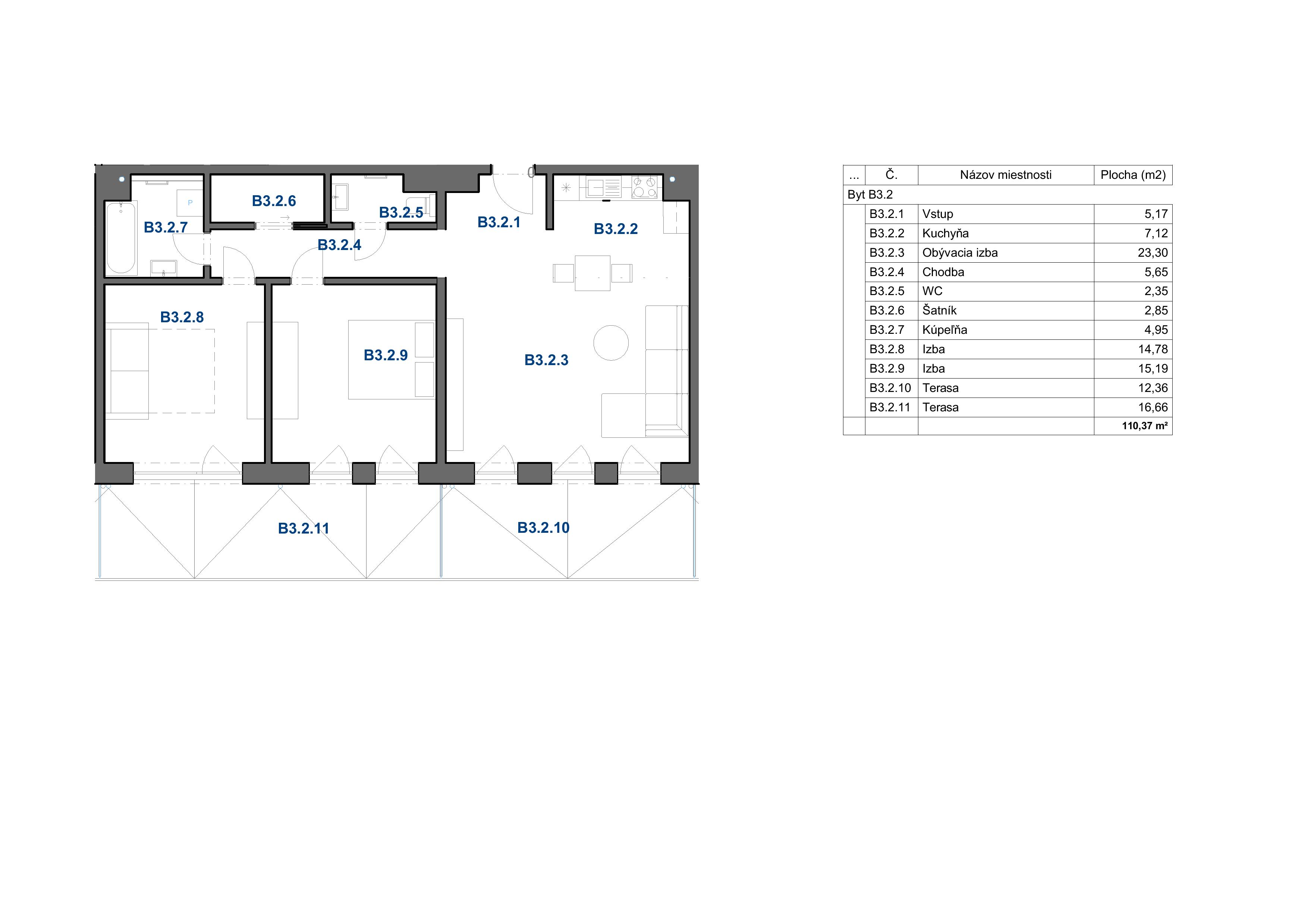 Levan Trnava - B3.2 (3i) - Pôdorys