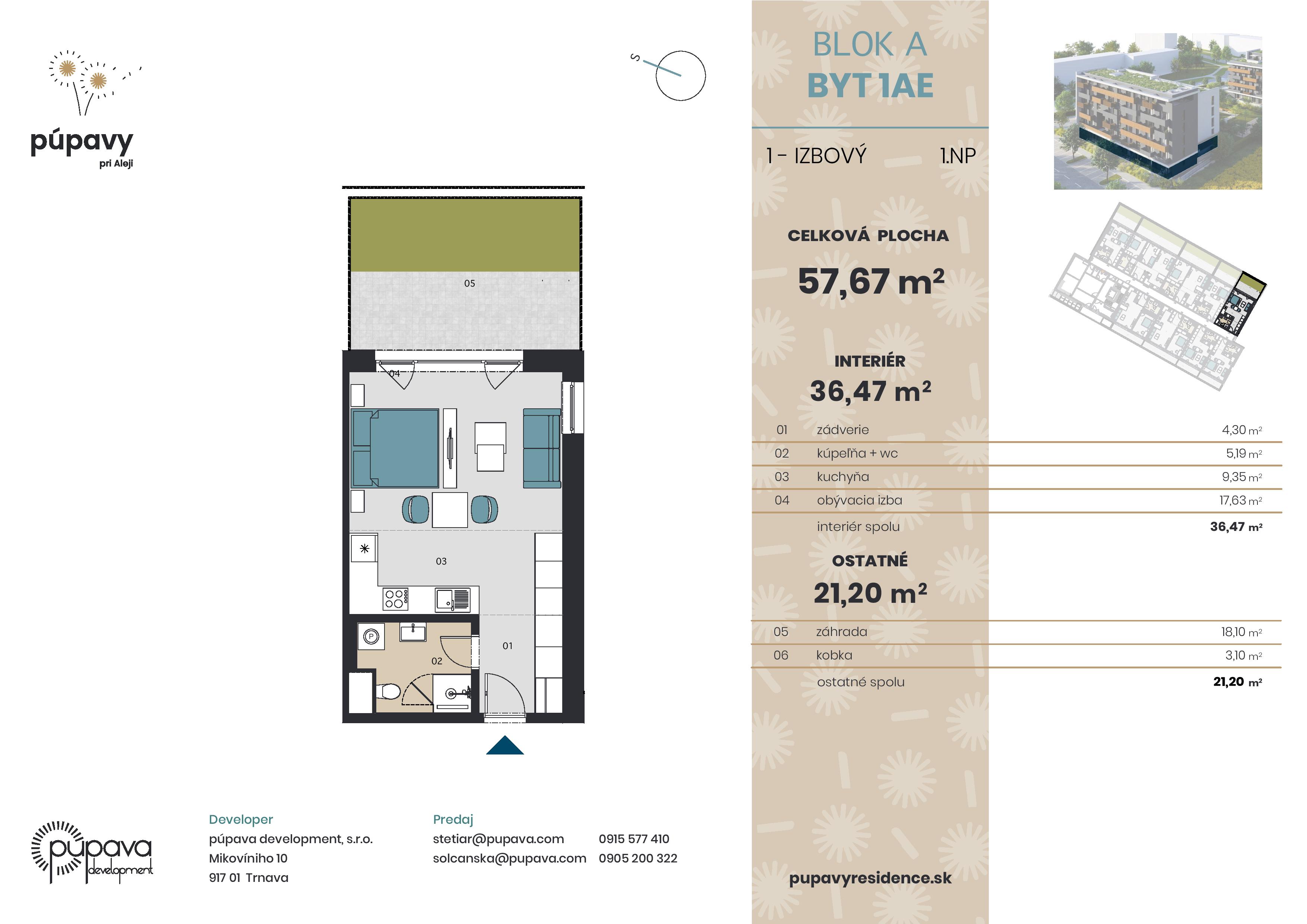 púpavy pri Aleji - 1AE - Pôdorys