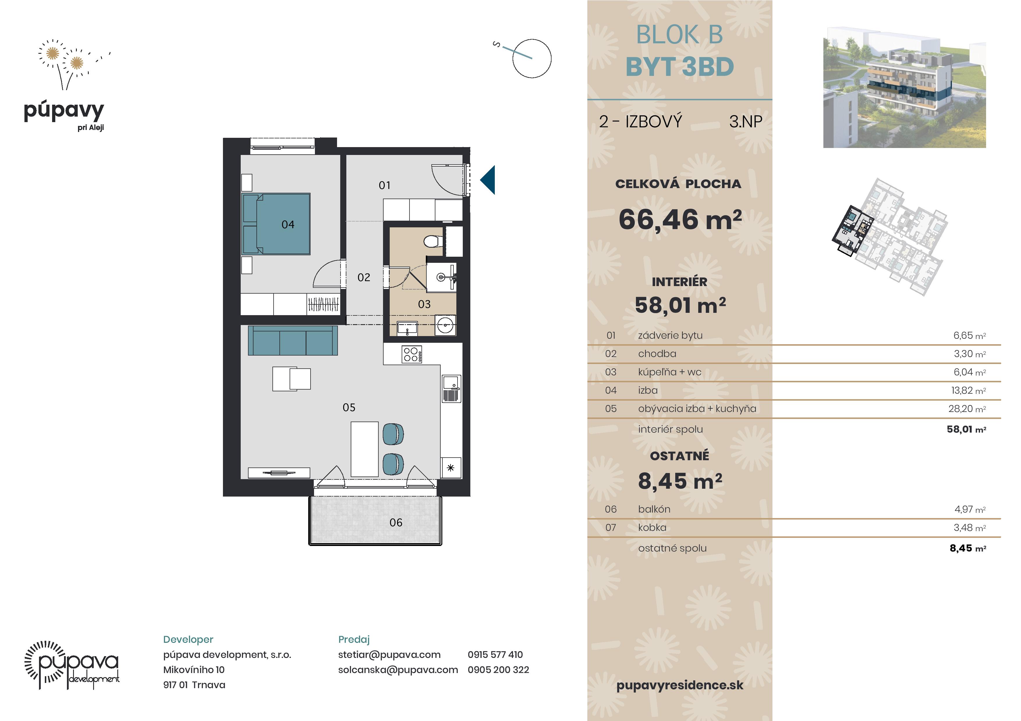 púpavy pri Aleji - 3BD - Pôdorys