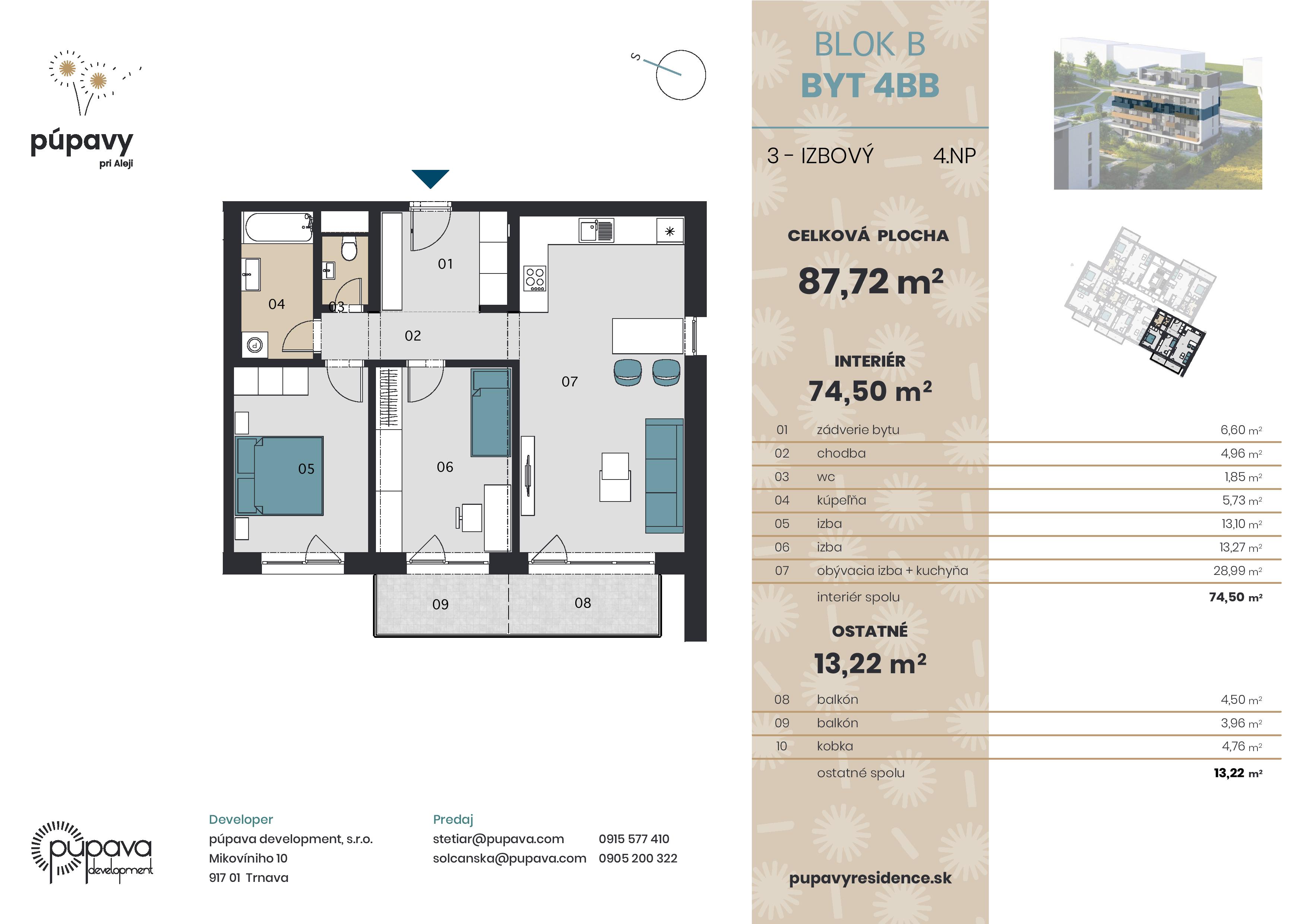 púpavy pri Aleji - 4BB - Pôdorys