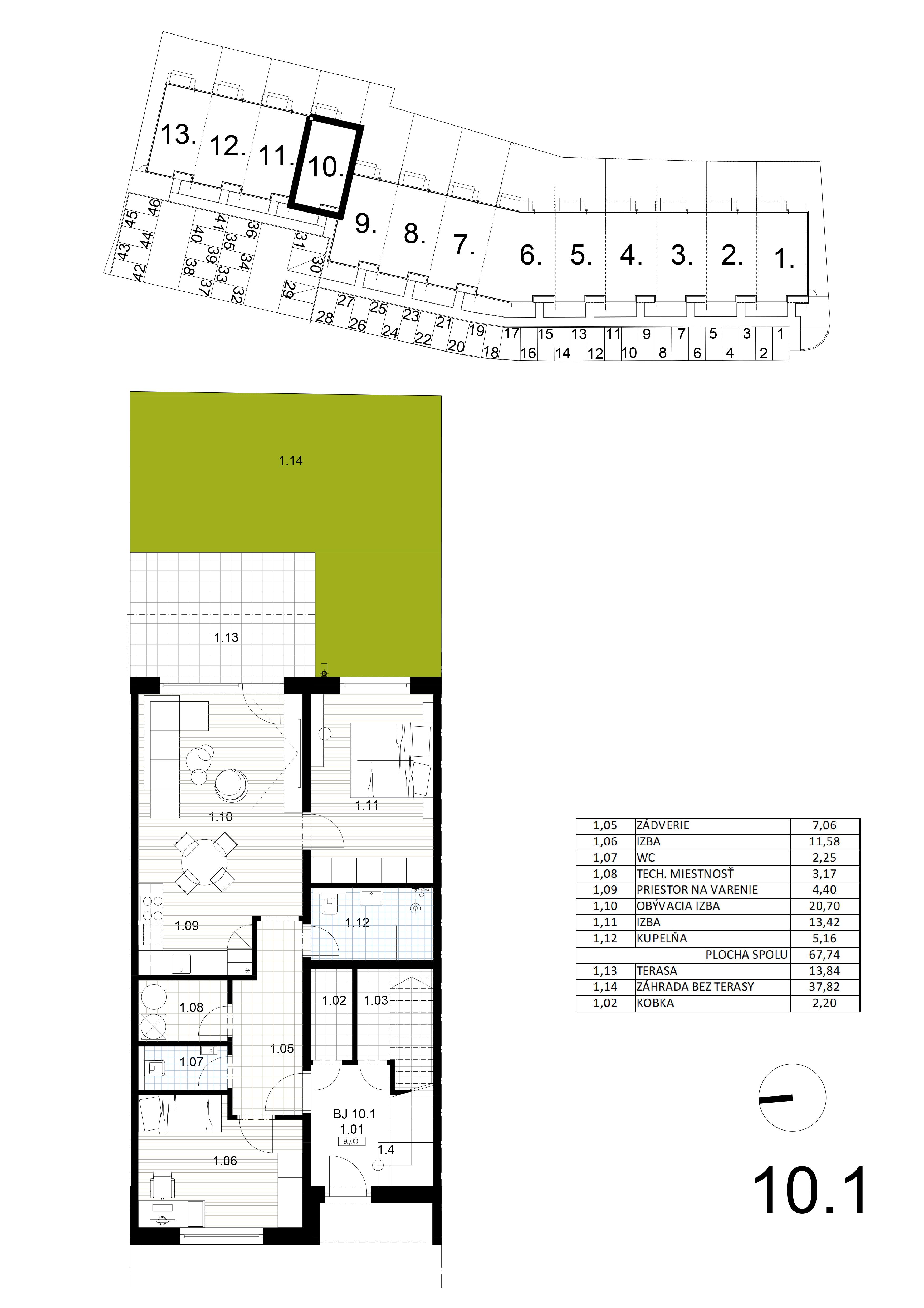 Bývanie pri mlyne - 10.1 - Pôdorys
