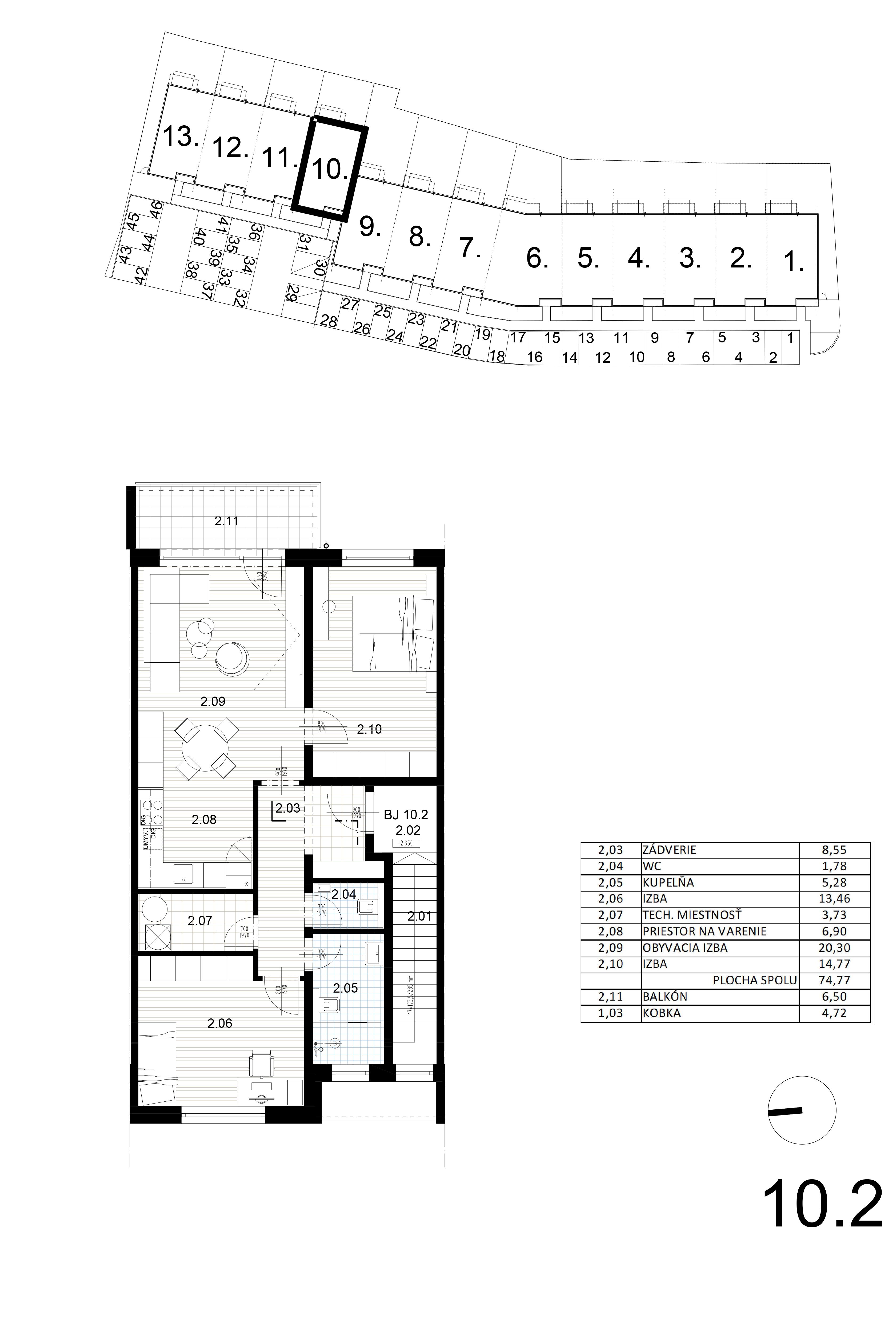 Bývanie pri mlyne - 10.2 - Pôdorys