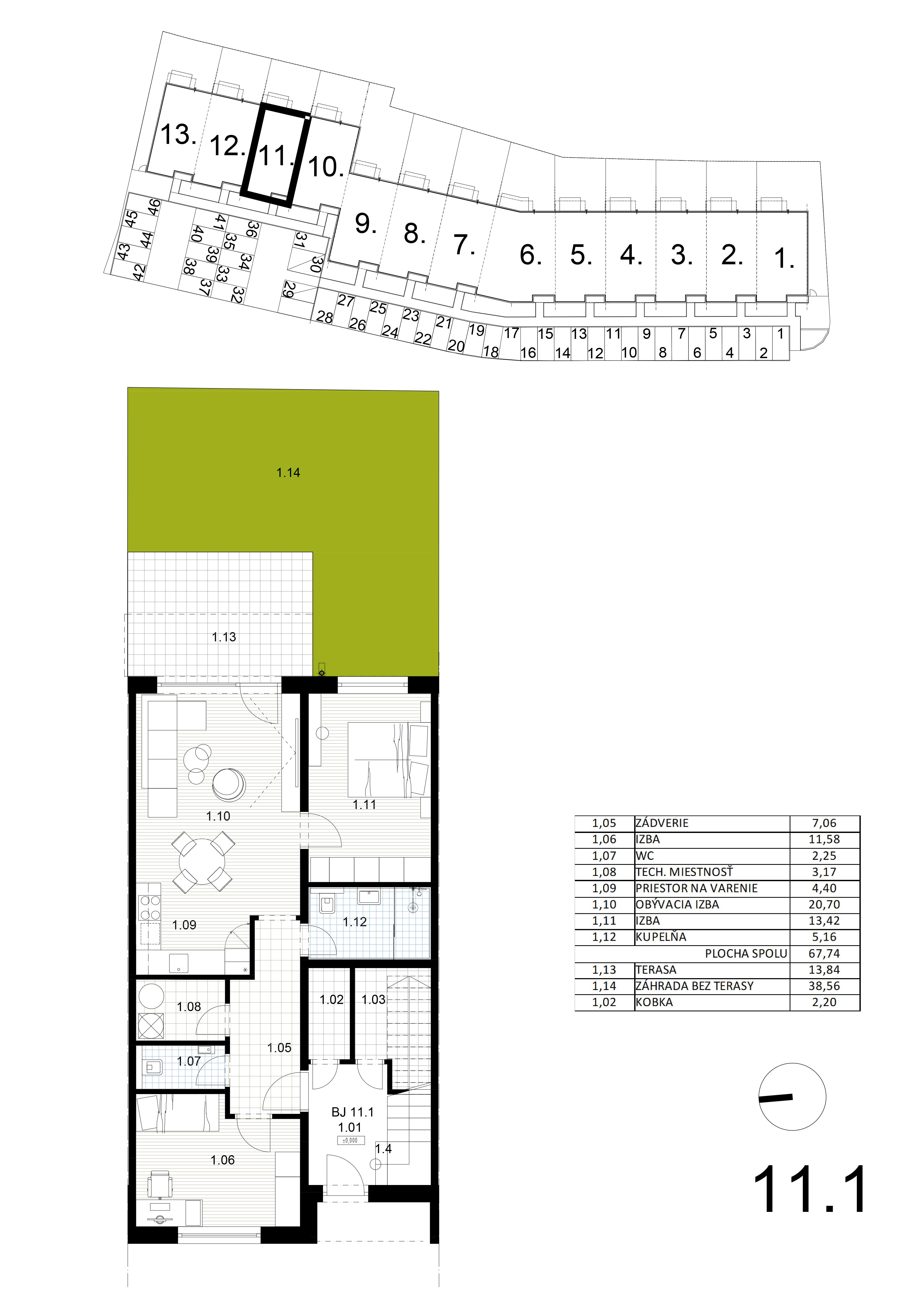 Bývanie pri mlyne - 11.1 - Pôdorys