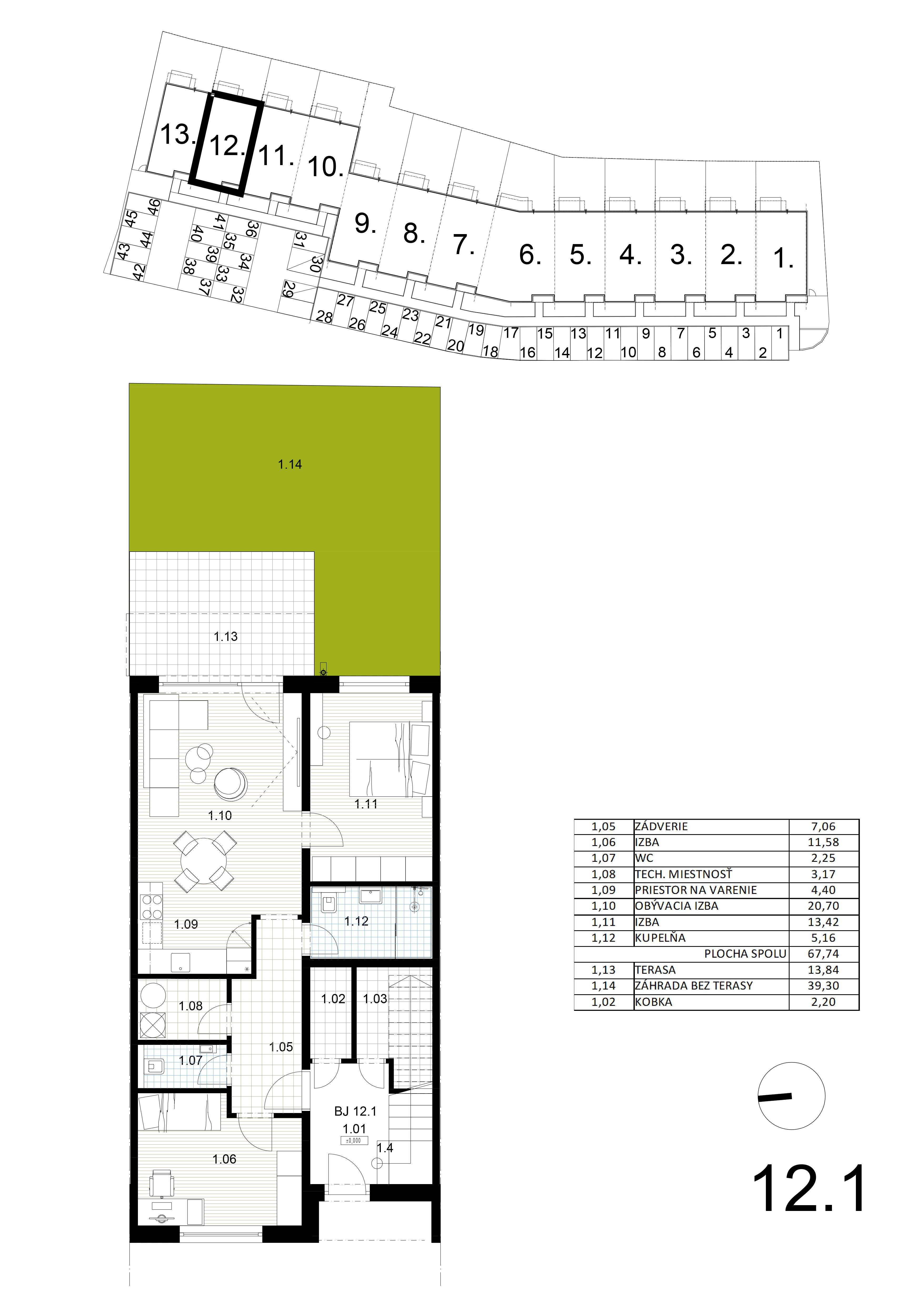 Bývanie pri mlyne - 12.1 - Pôdorys