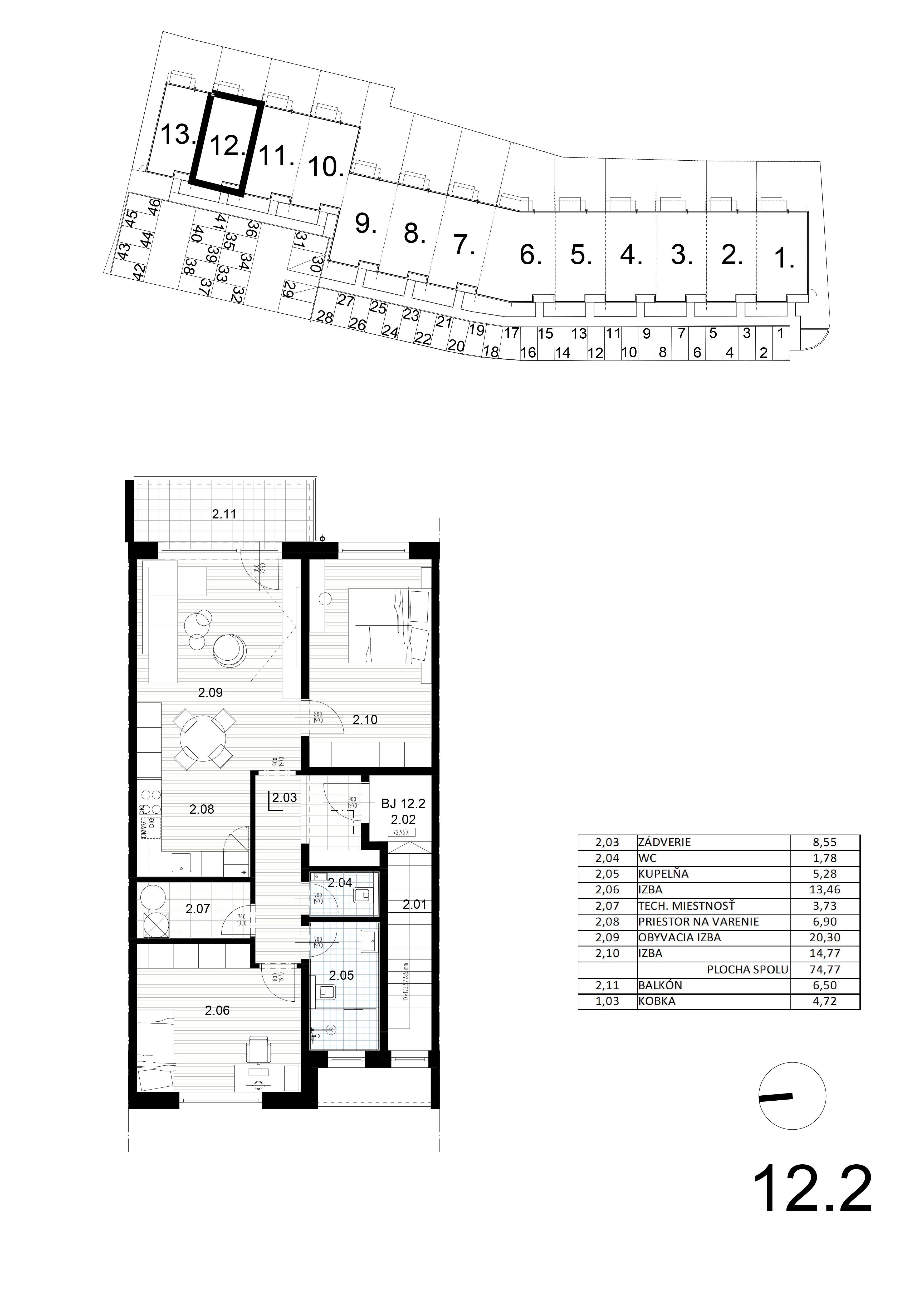 Bývanie pri mlyne - 12.2 - Pôdorys