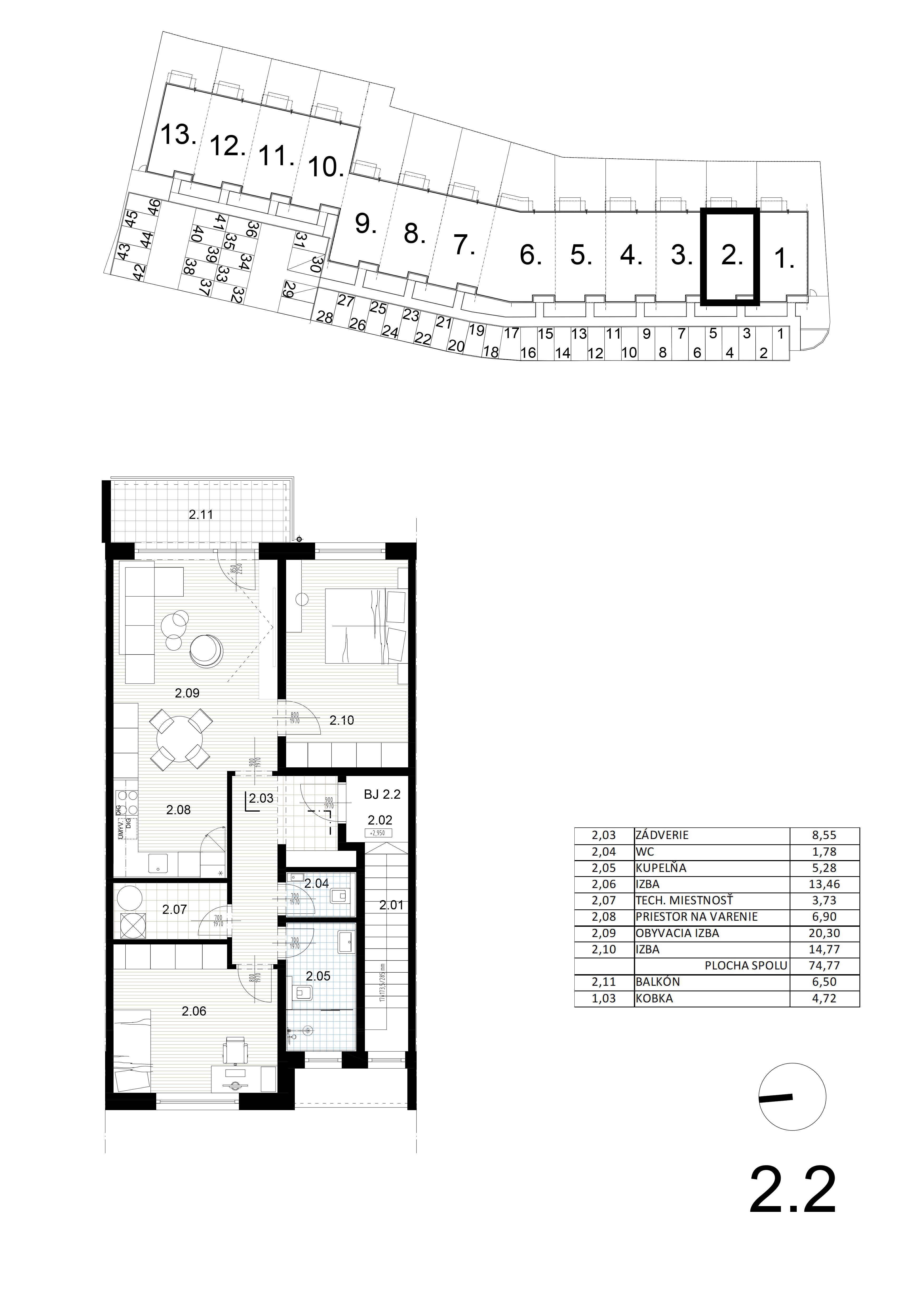Bývanie pri mlyne - 2.2 - Pôdorys