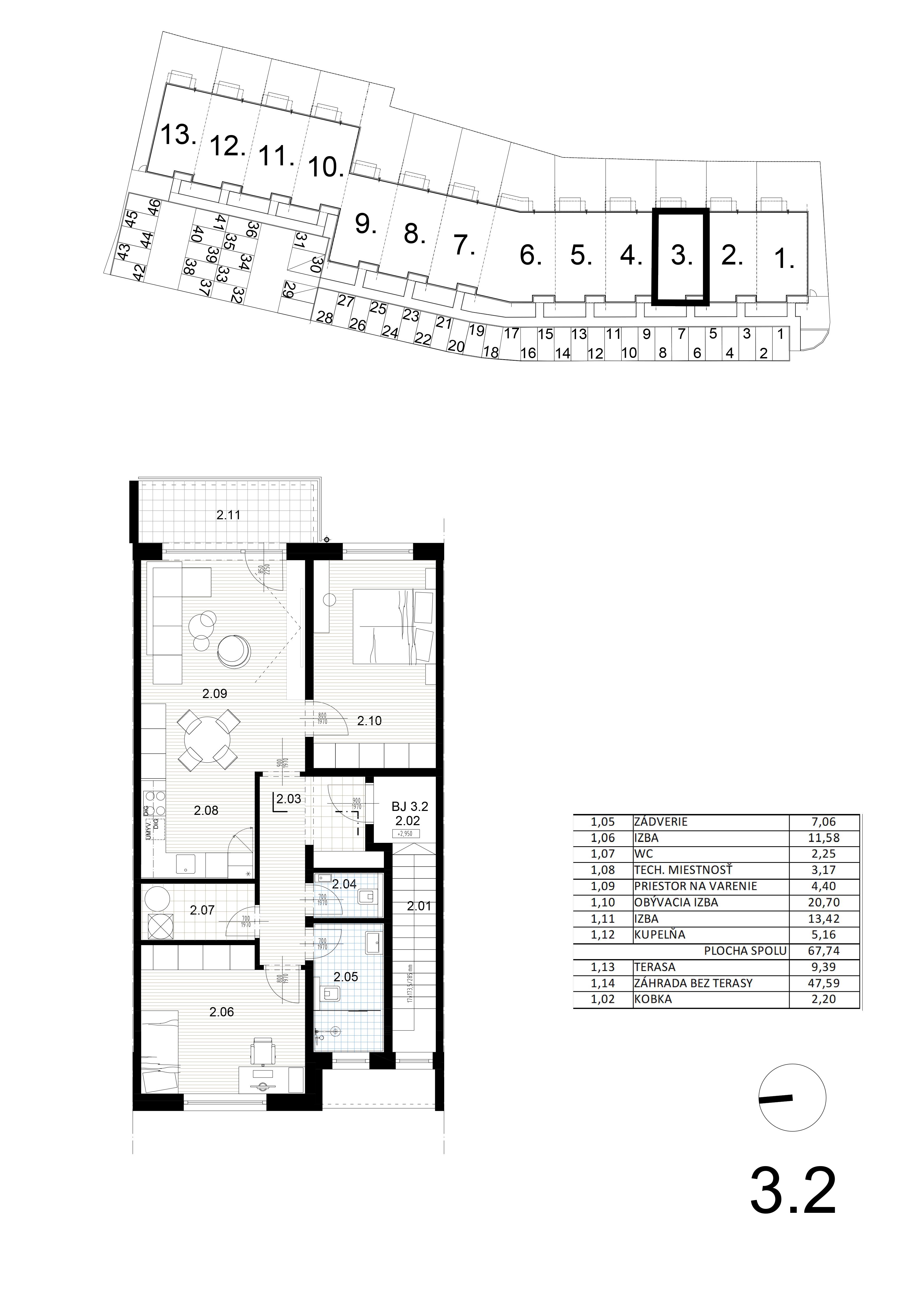 Bývanie pri mlyne - 3.2 - Pôdorys