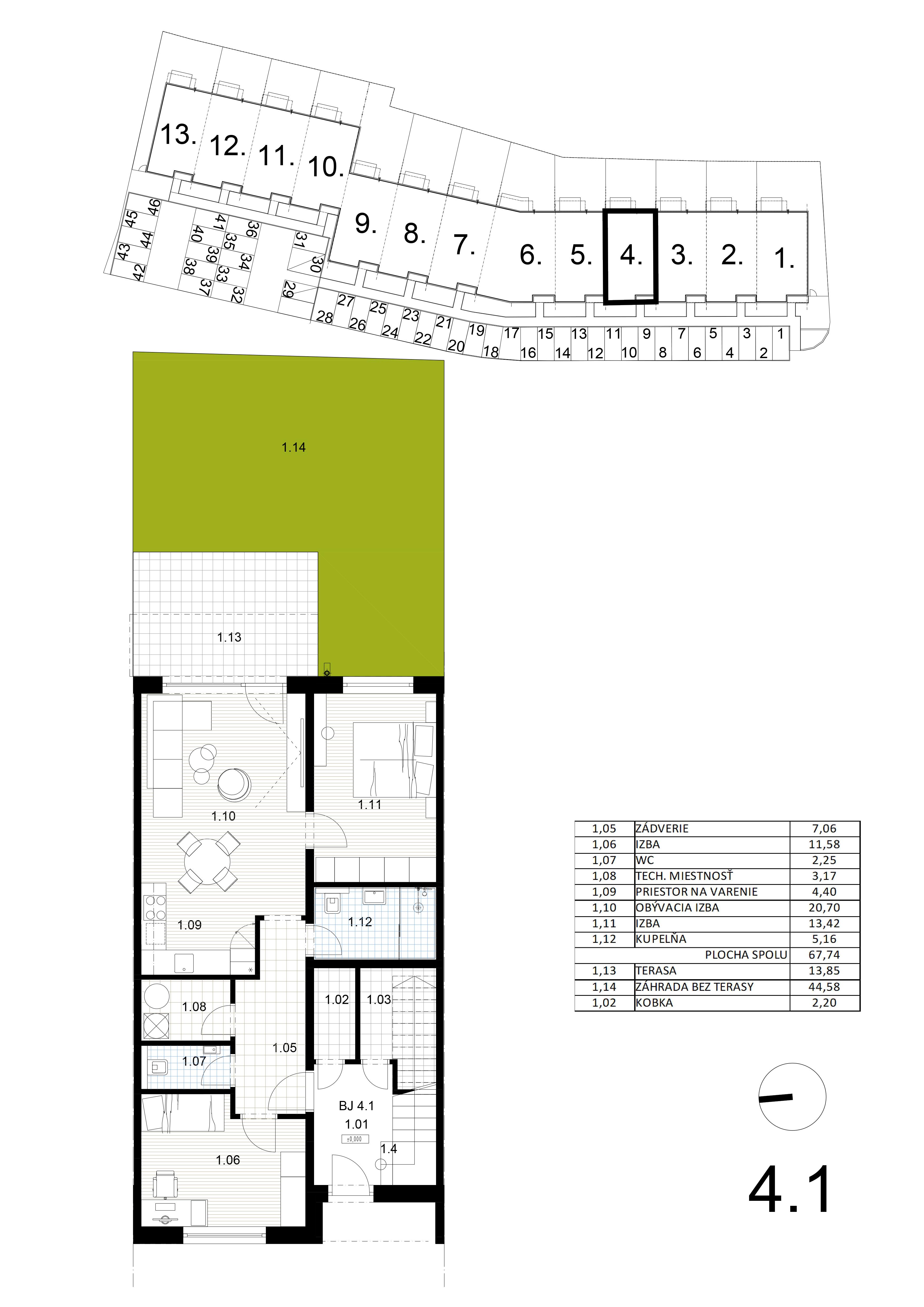 Bývanie pri mlyne - 4.1 - Pôdorys