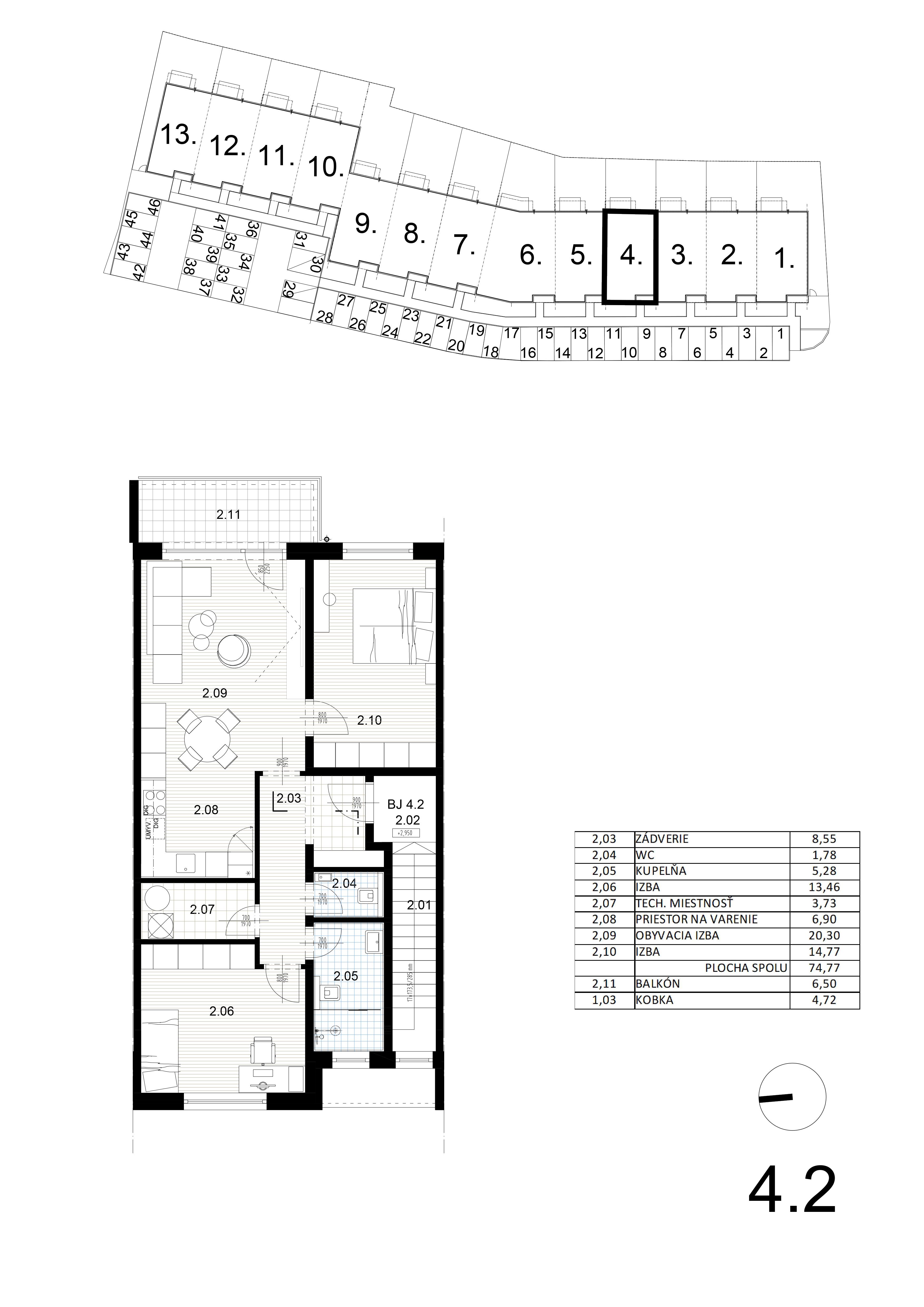 Bývanie pri mlyne - 4.2 - Pôdorys