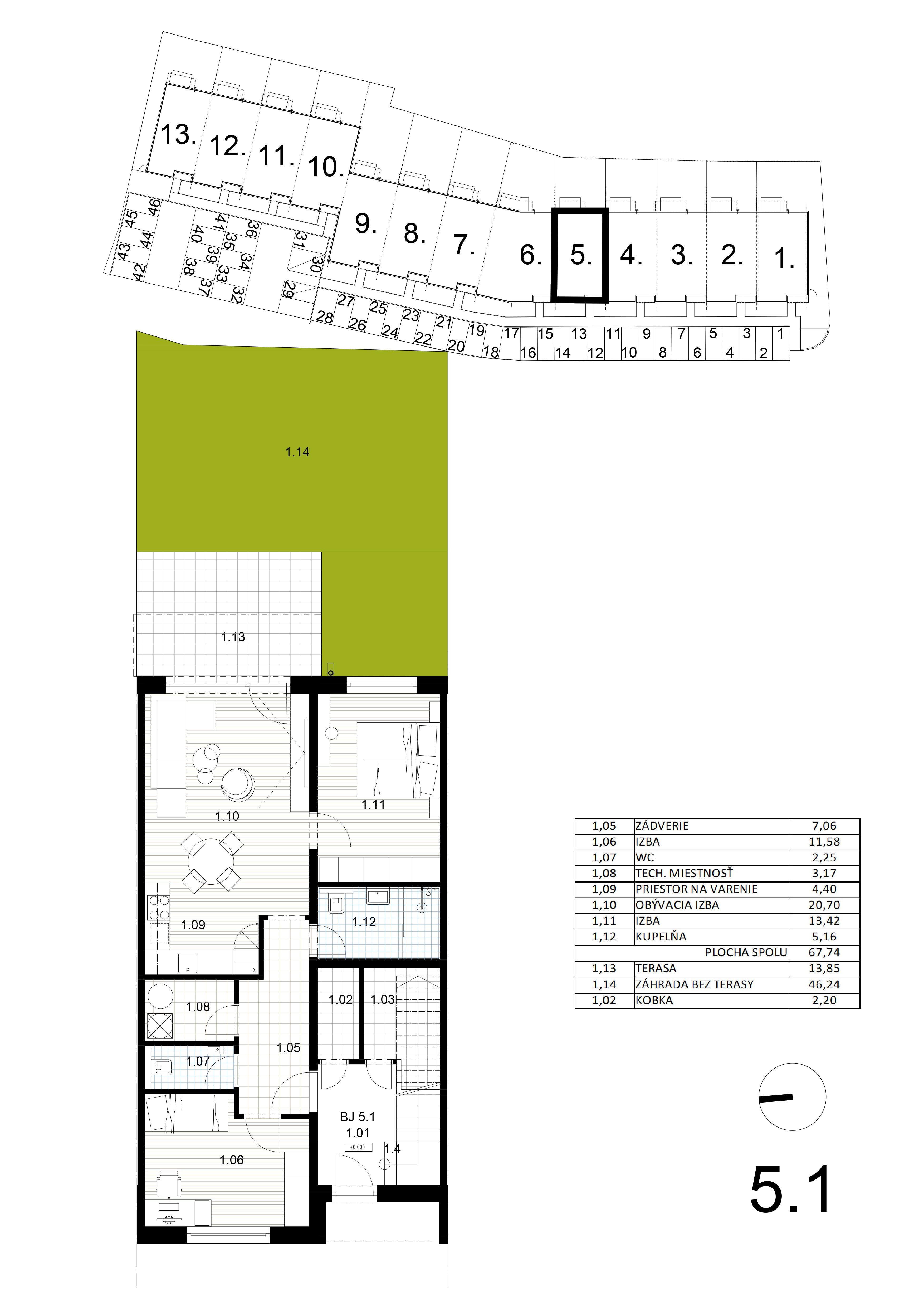 Bývanie pri mlyne - 5.1 - Pôdorys