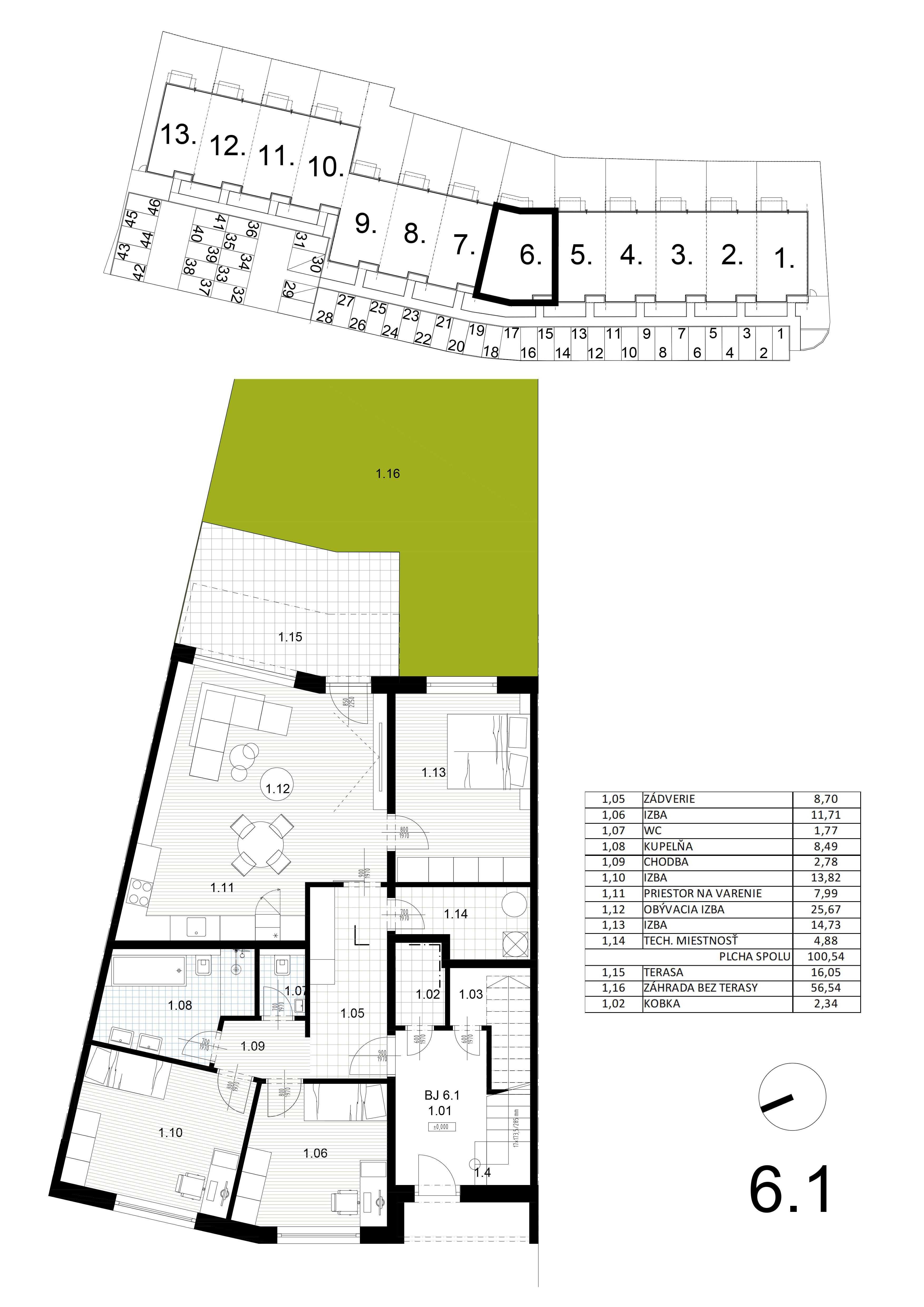 Bývanie pri mlyne - 6.1 - Pôdorys