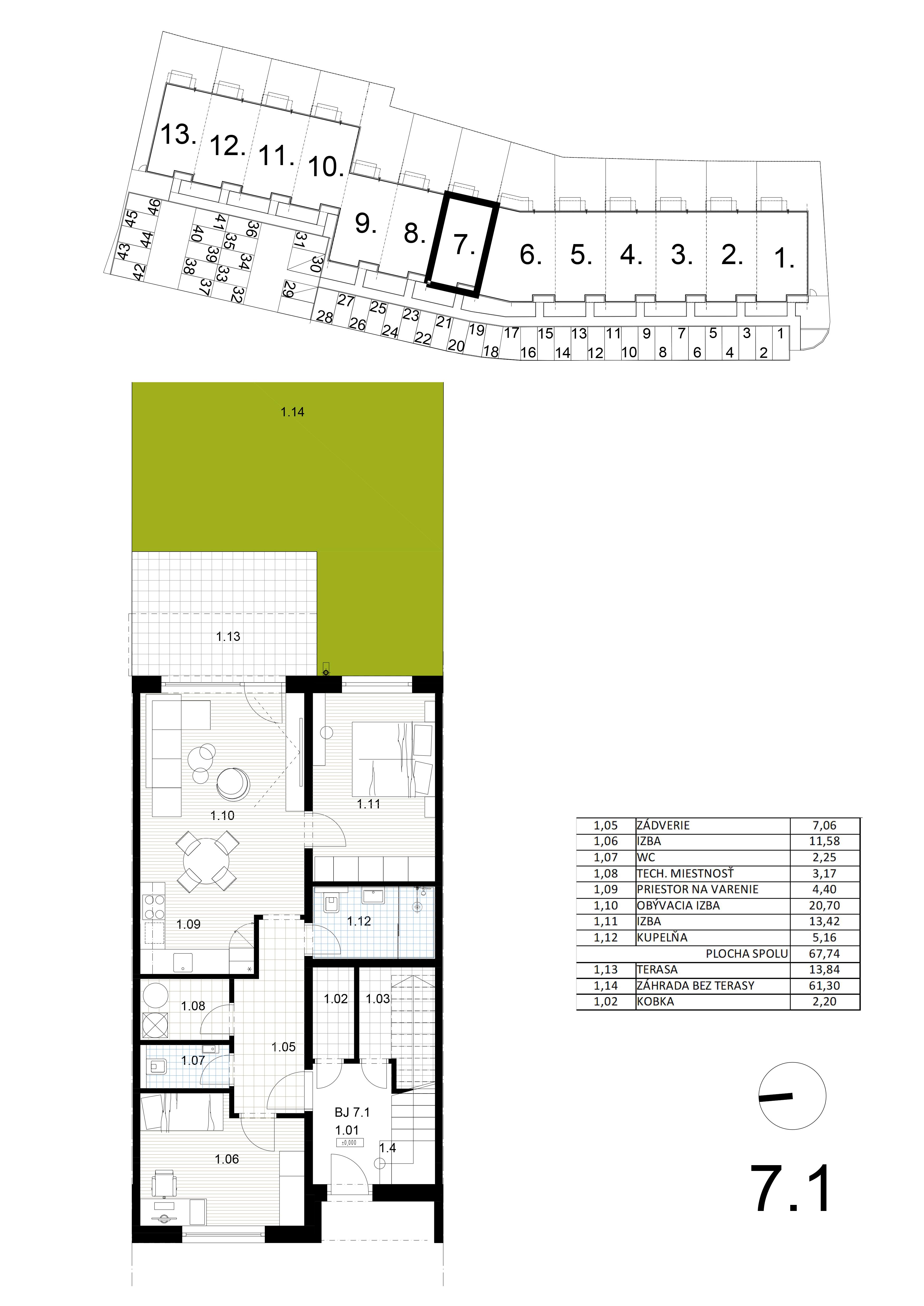 Bývanie pri mlyne - 7.1 - Pôdorys