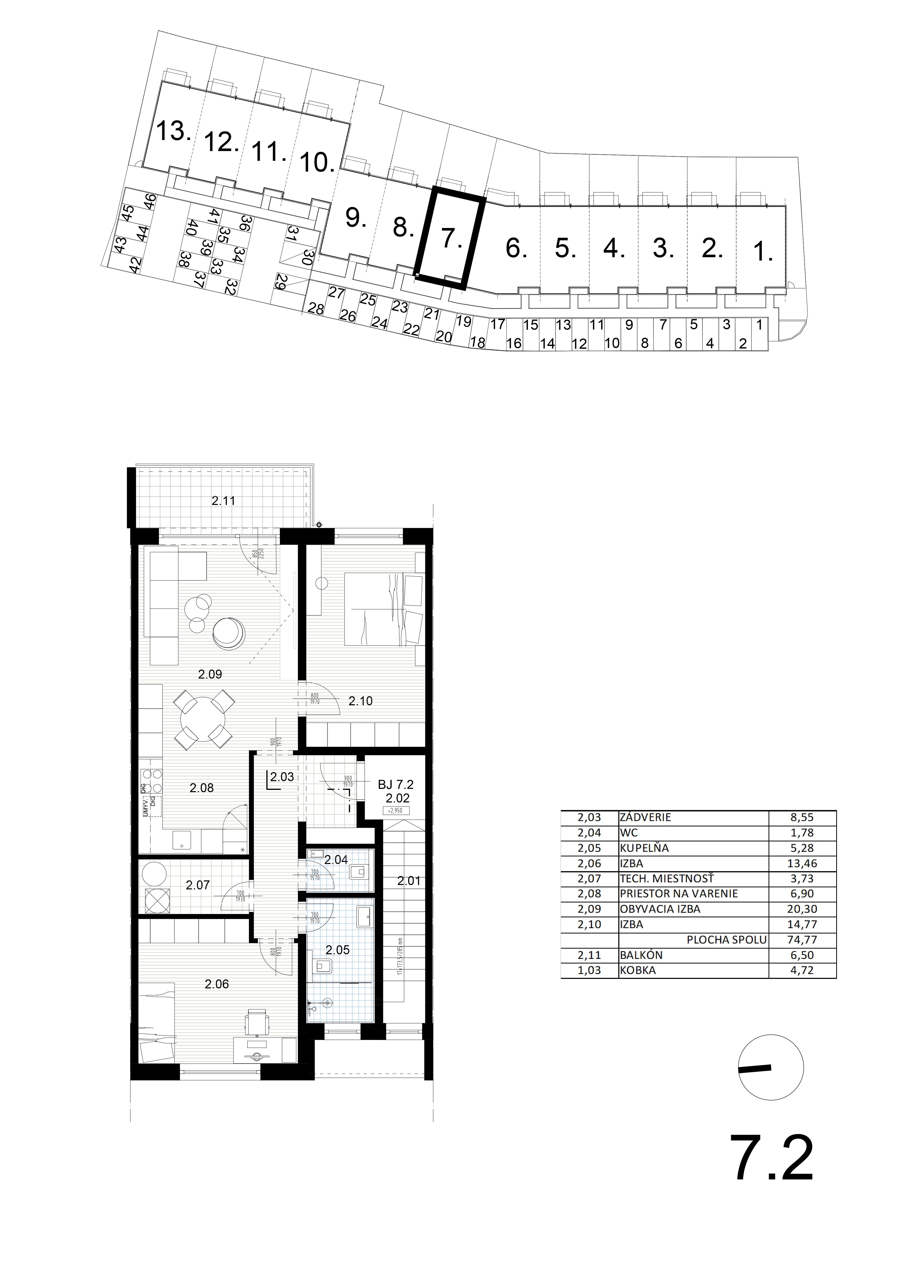 Bývanie pri mlyne - 7.2 - Pôdorys