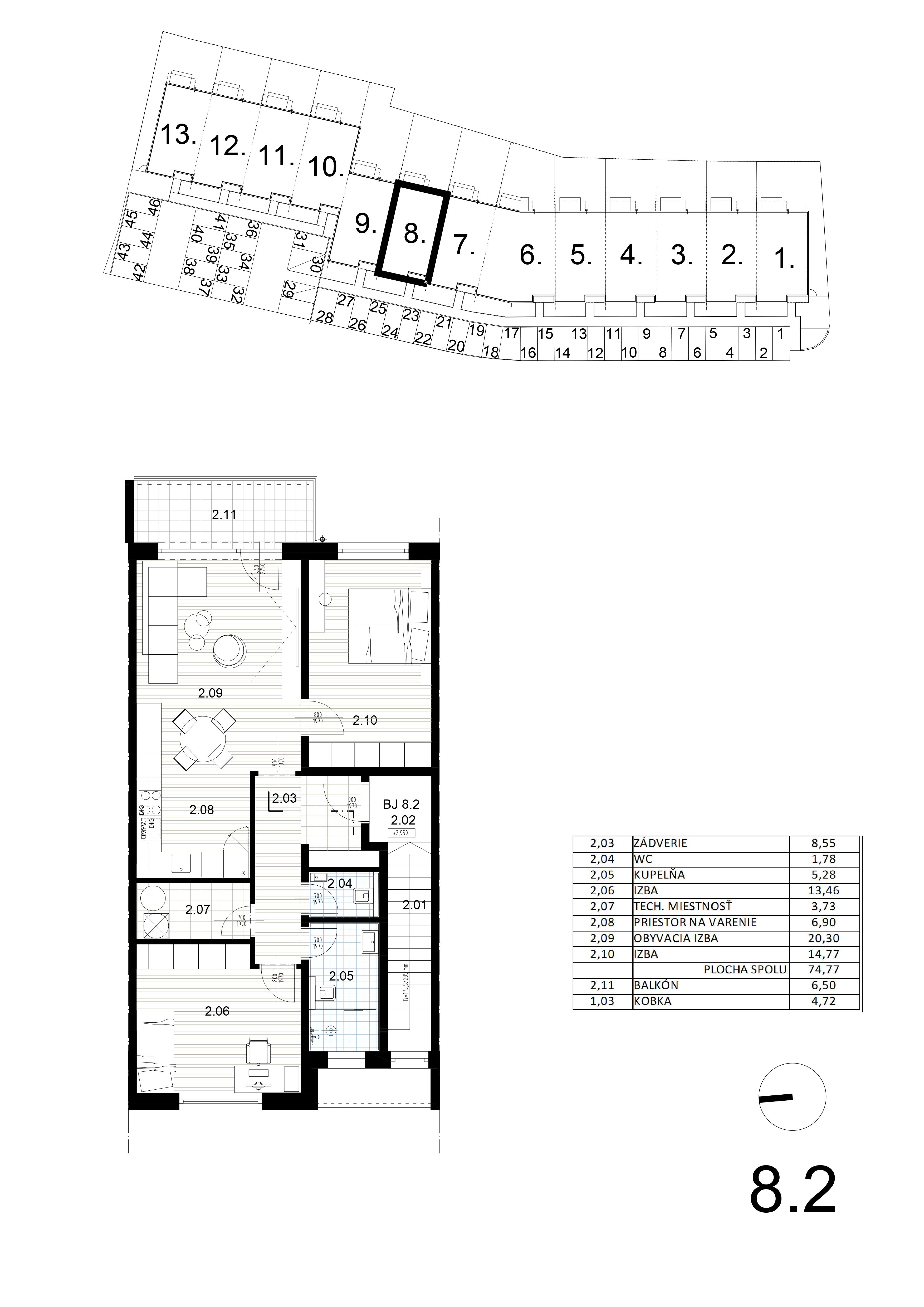 Bývanie pri mlyne - 8.2 - Pôdorys