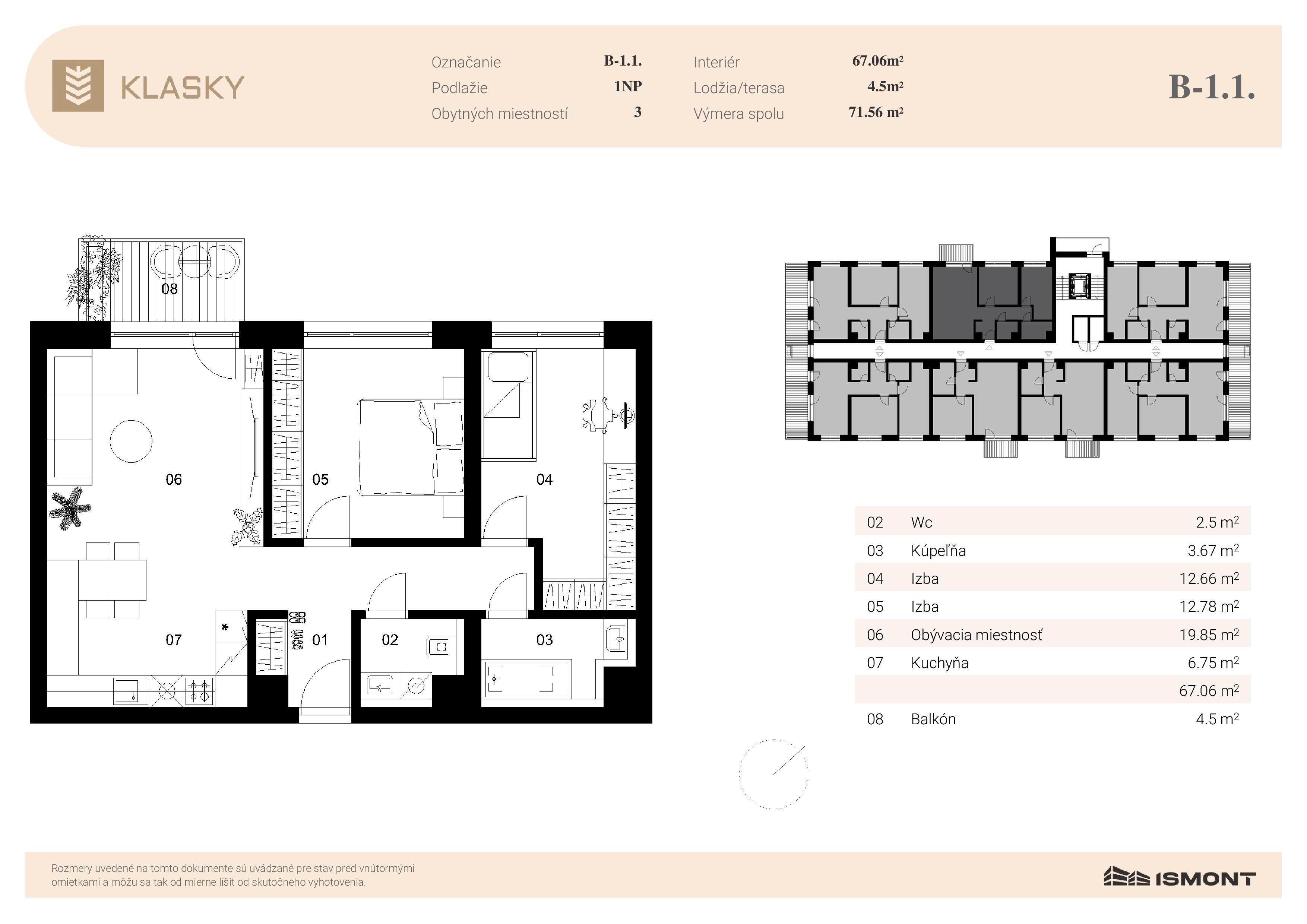 Klasky - B-1.1. - Pôdorys
