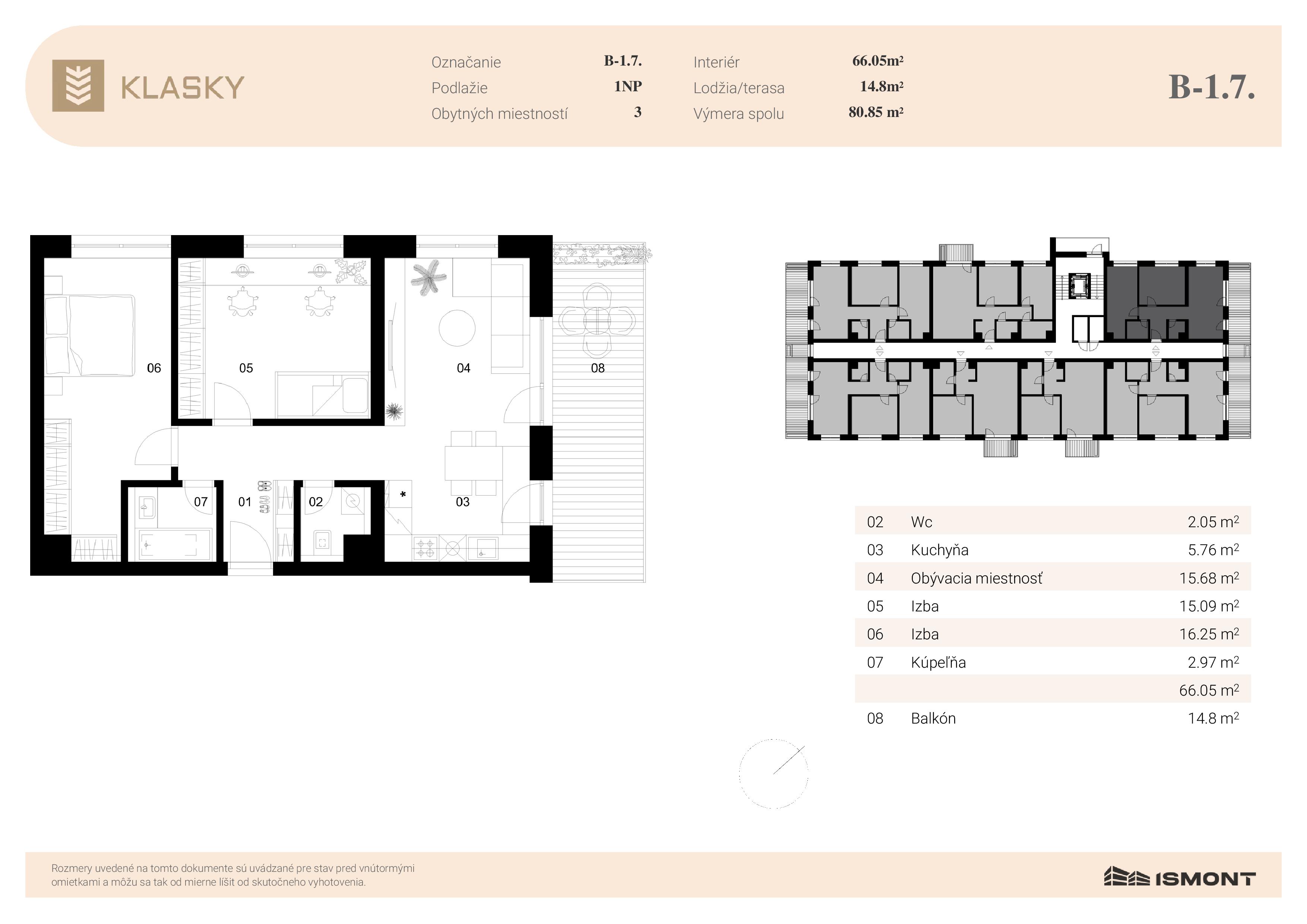 Klasky - B-1.7. - Pôdorys