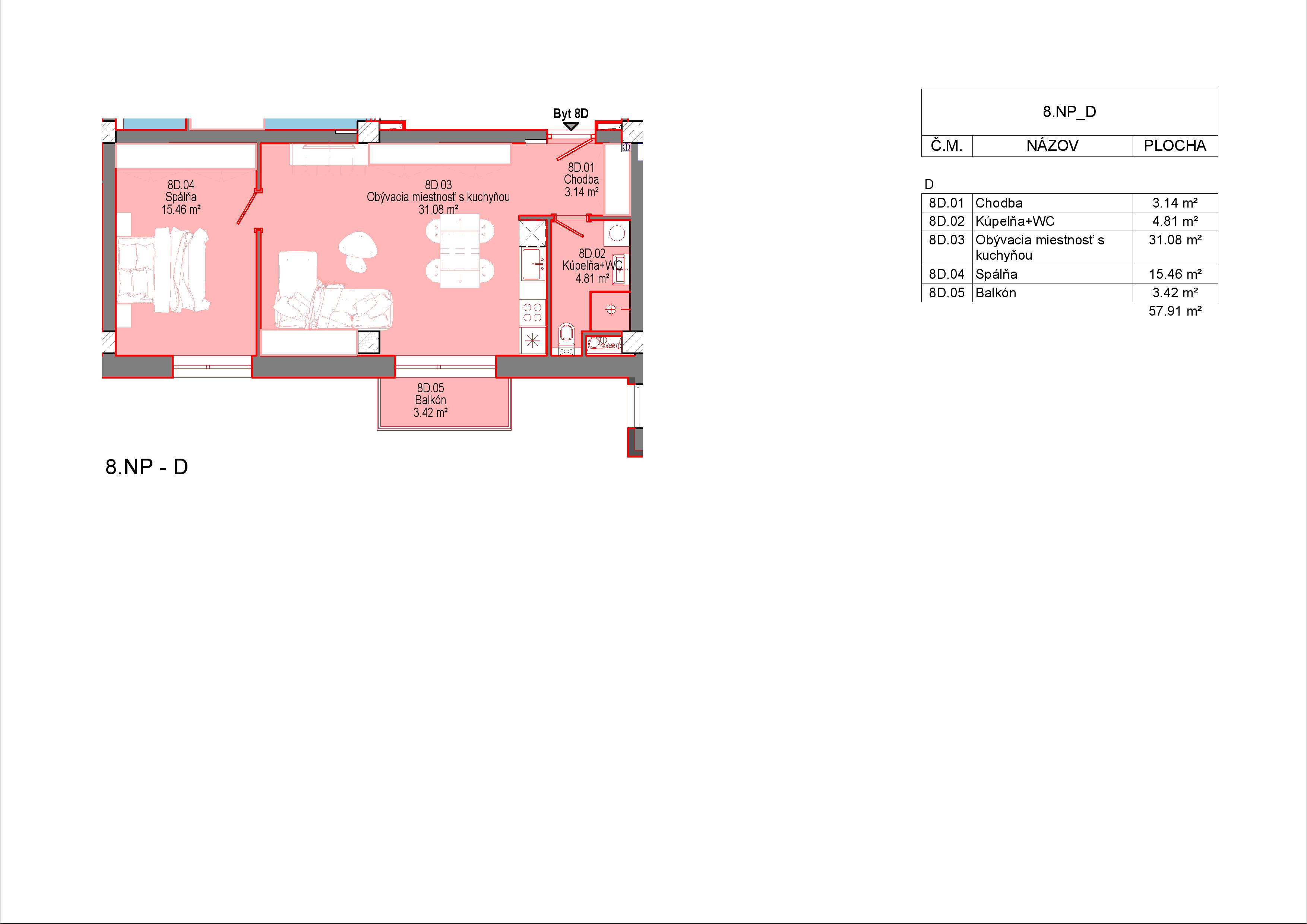 Trikota Vrbové - 8D - Pôdorys