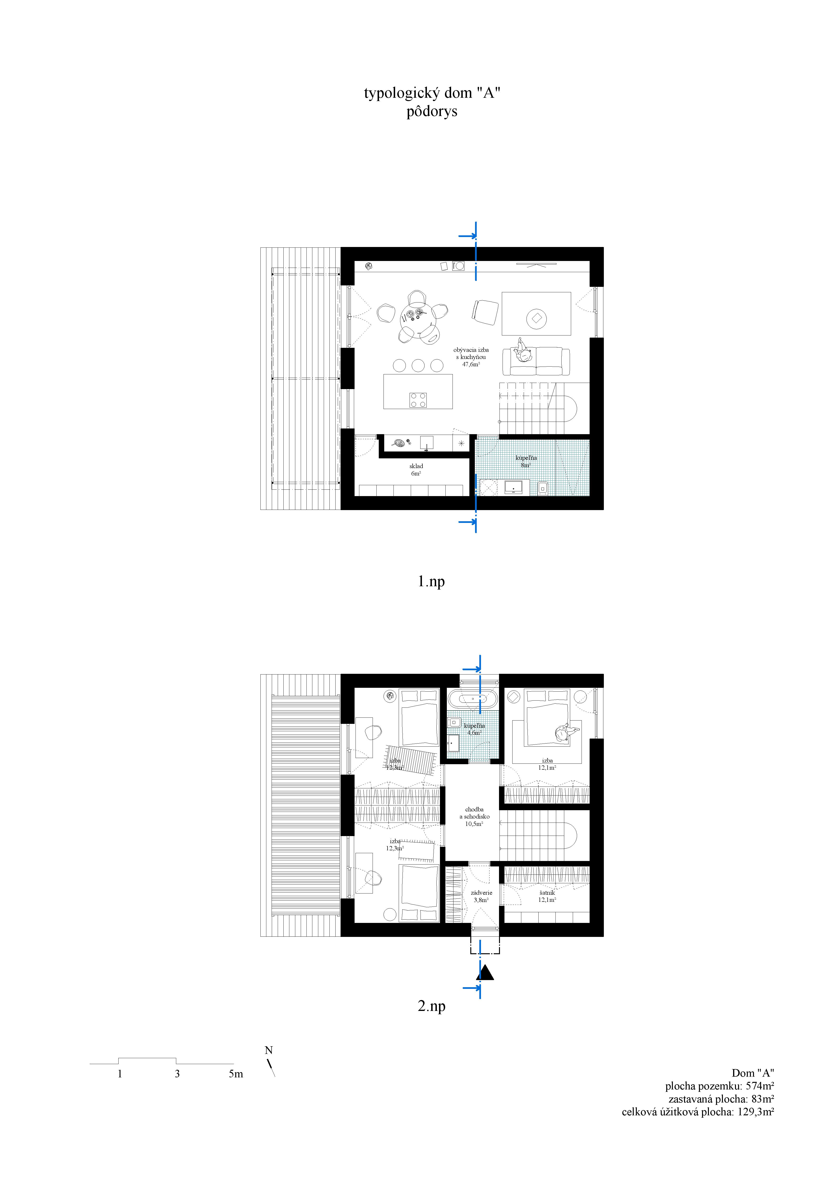 6 domov v Žiline - 1 (typ A) - Pôdorys