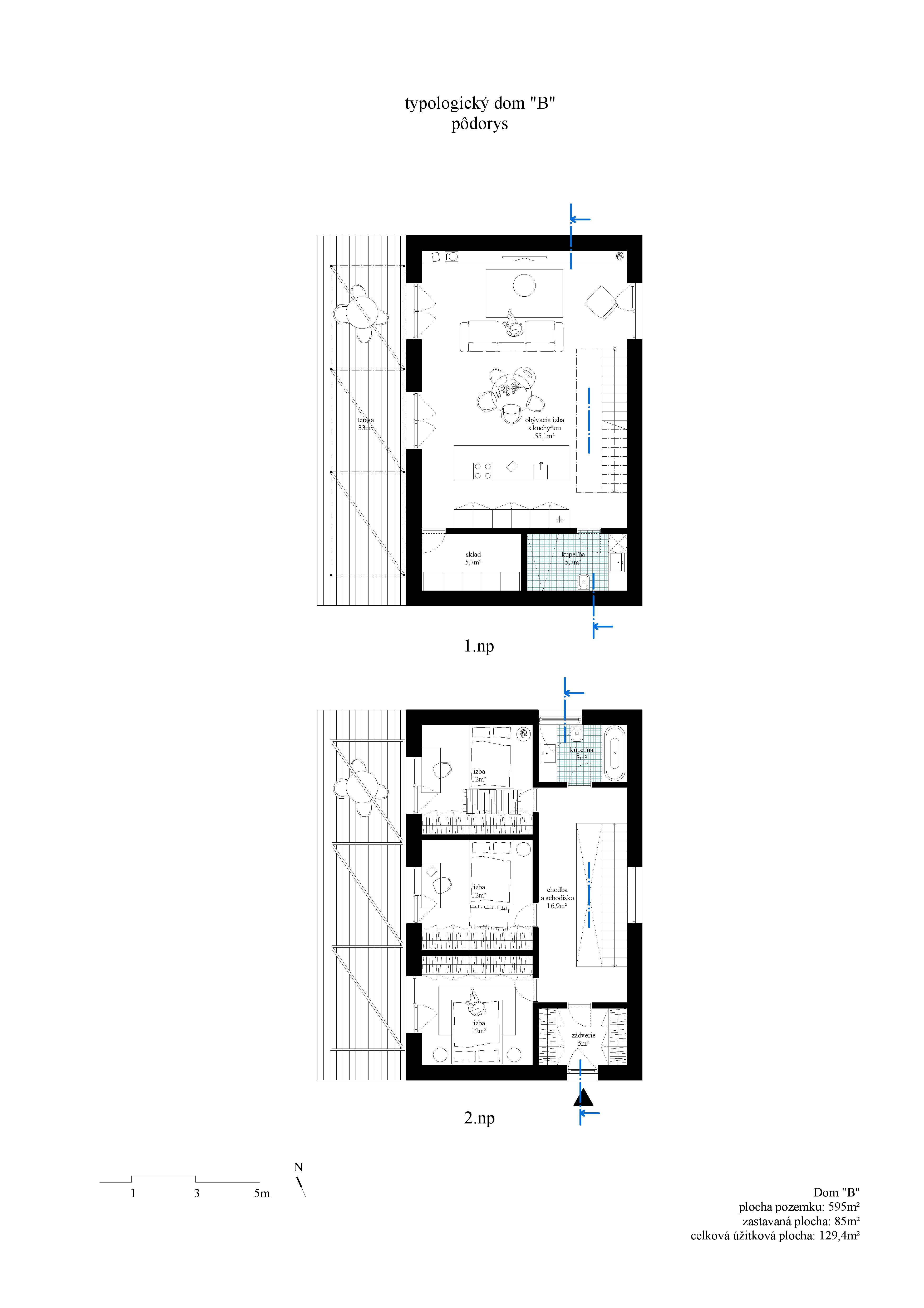 6 domov v Žiline - 2 (typ B) - Pôdorys