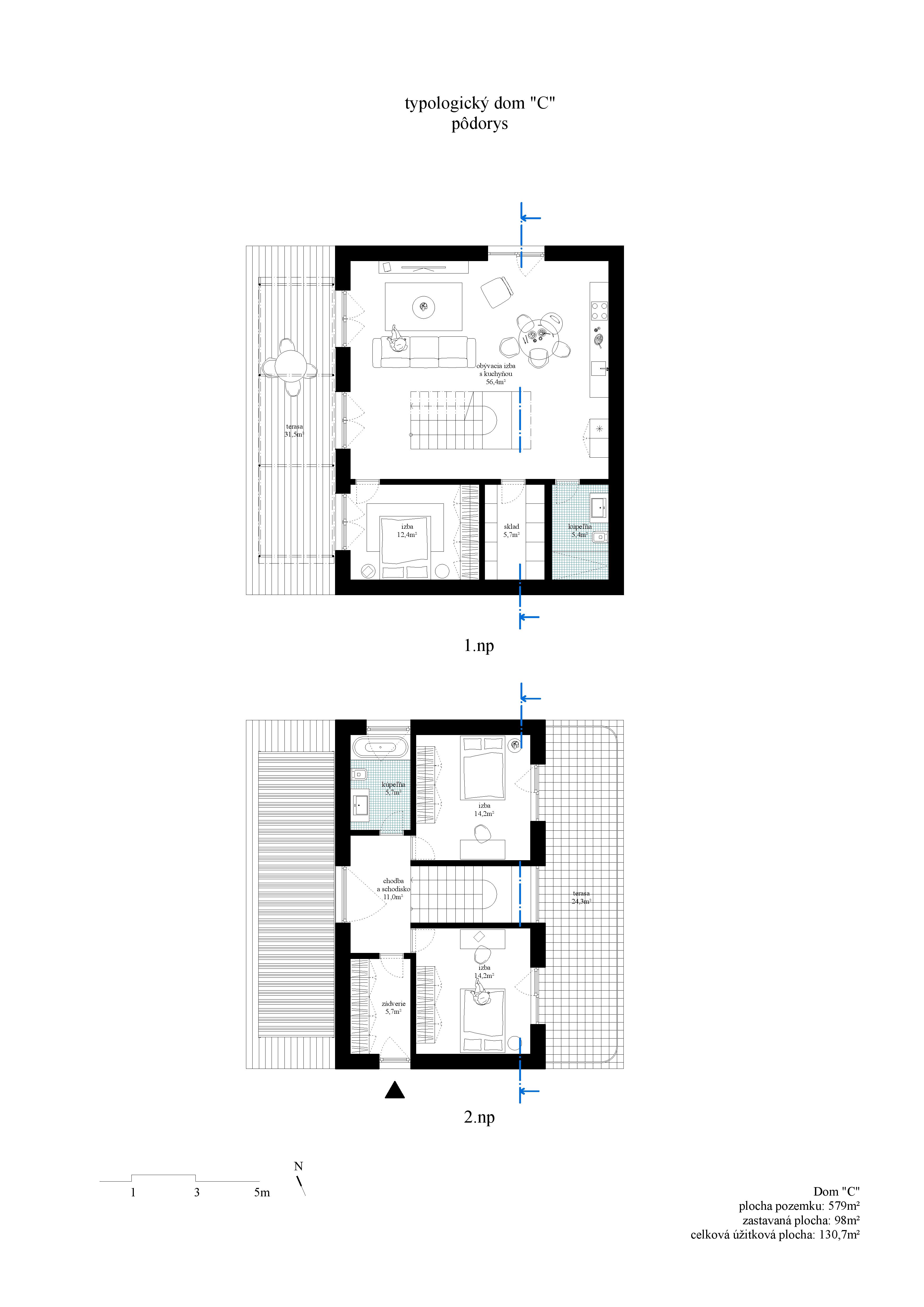 6 domov v Žiline - 3 (typ C) - Pôdorys