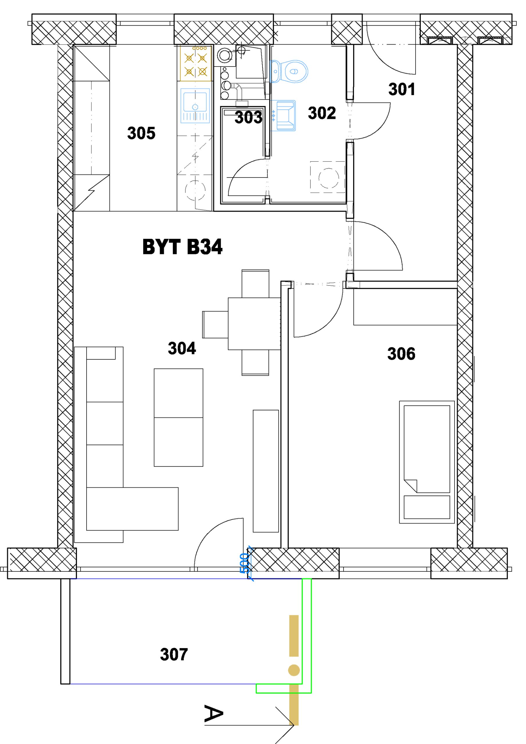 Ďateliniská - B34 - Pôdorys