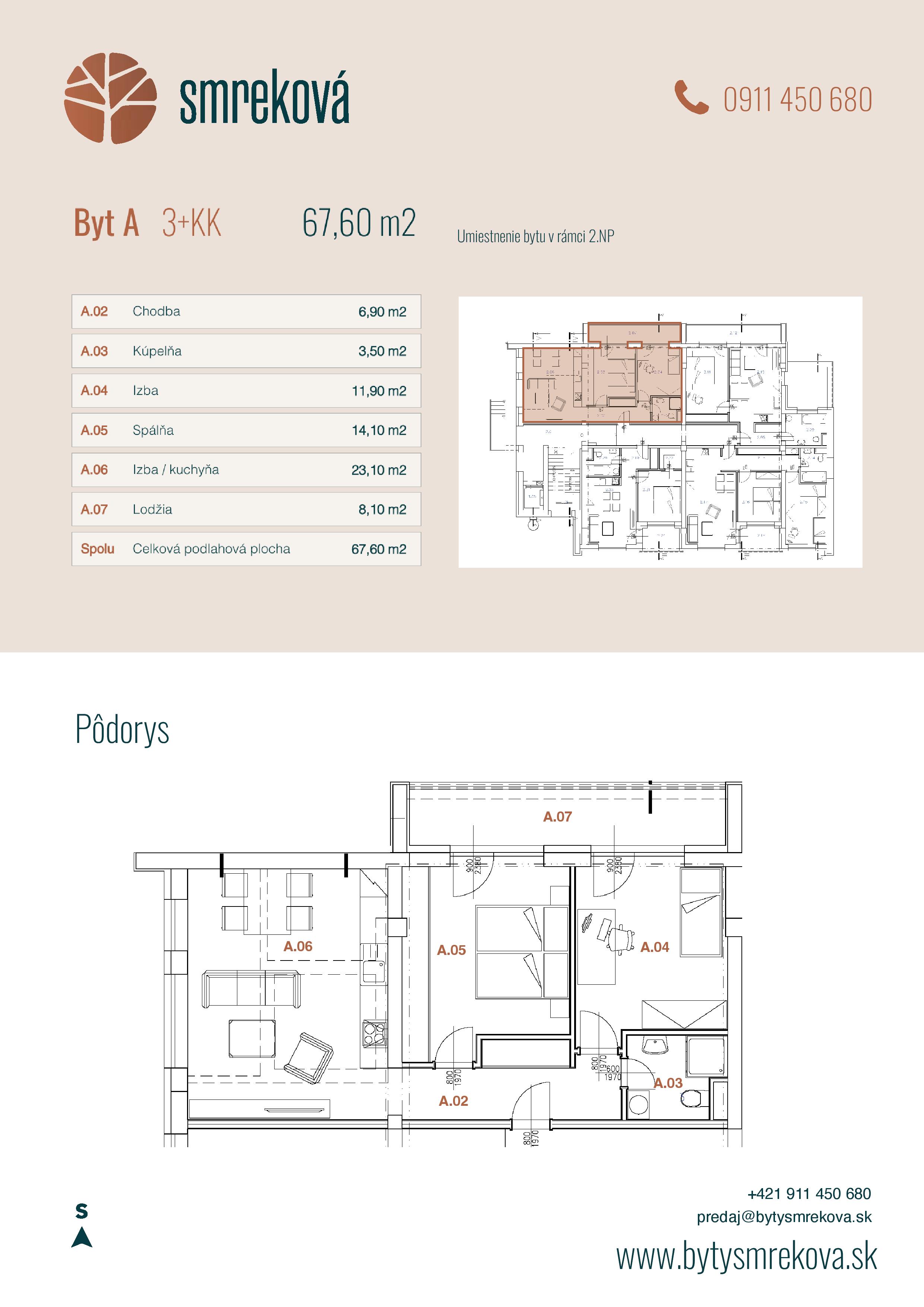 Byty Smreková - A - Pôdorys