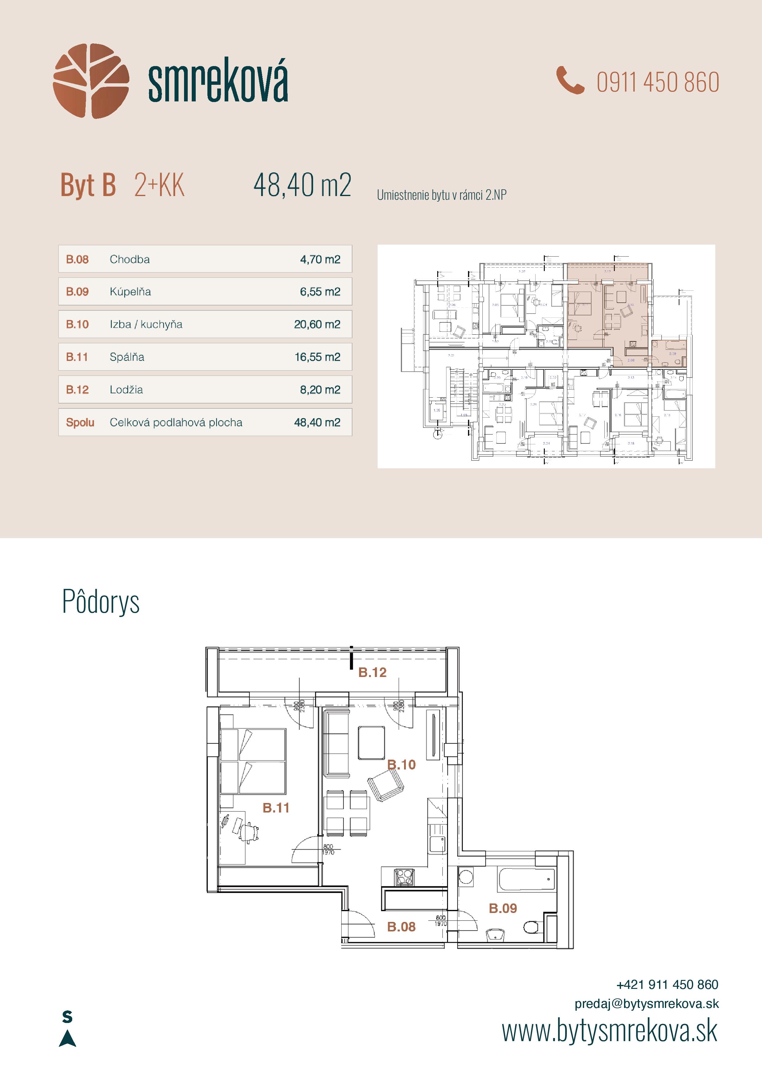 Byty Smreková - B - Pôdorys