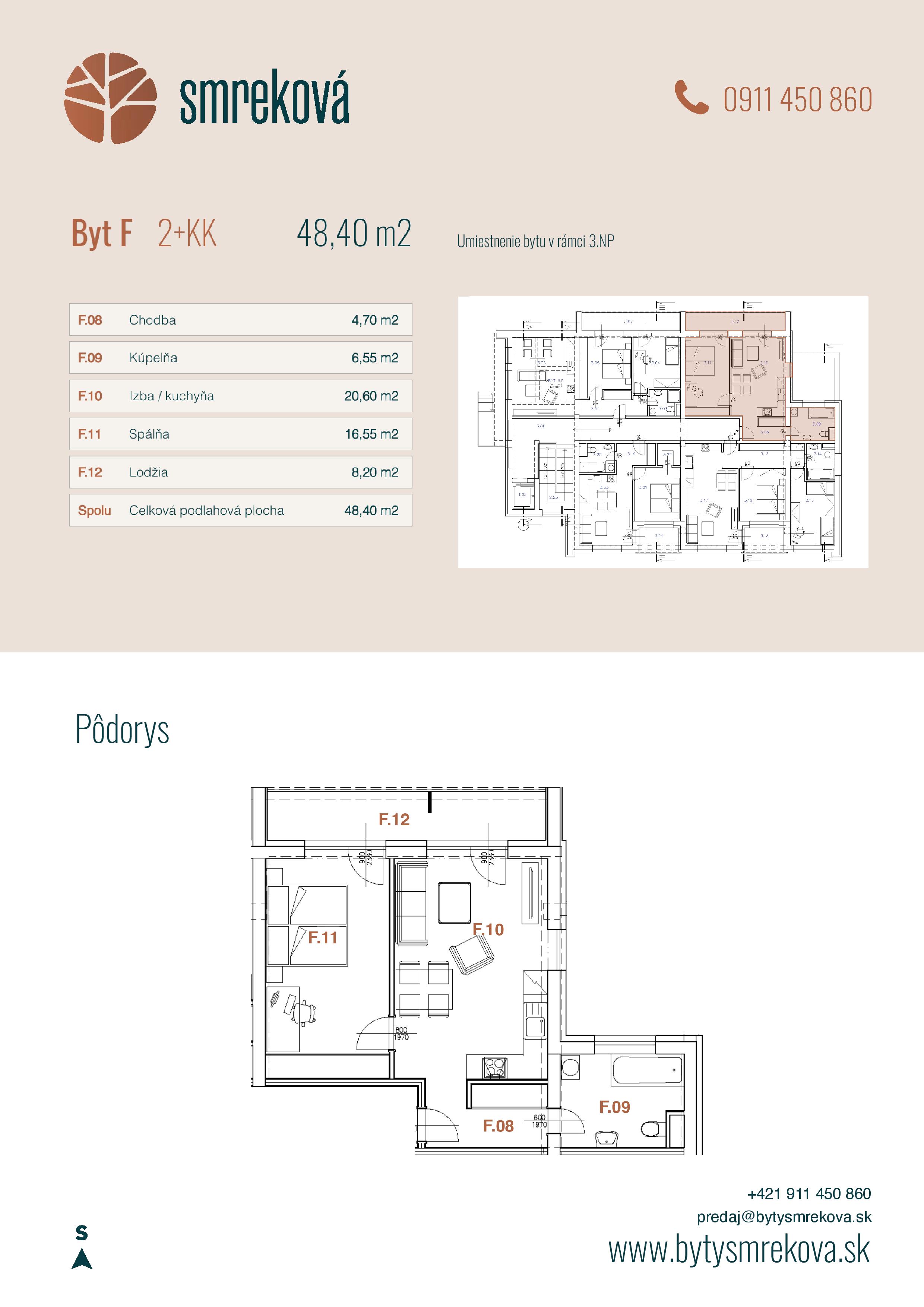 Byty Smreková - F - Pôdorys