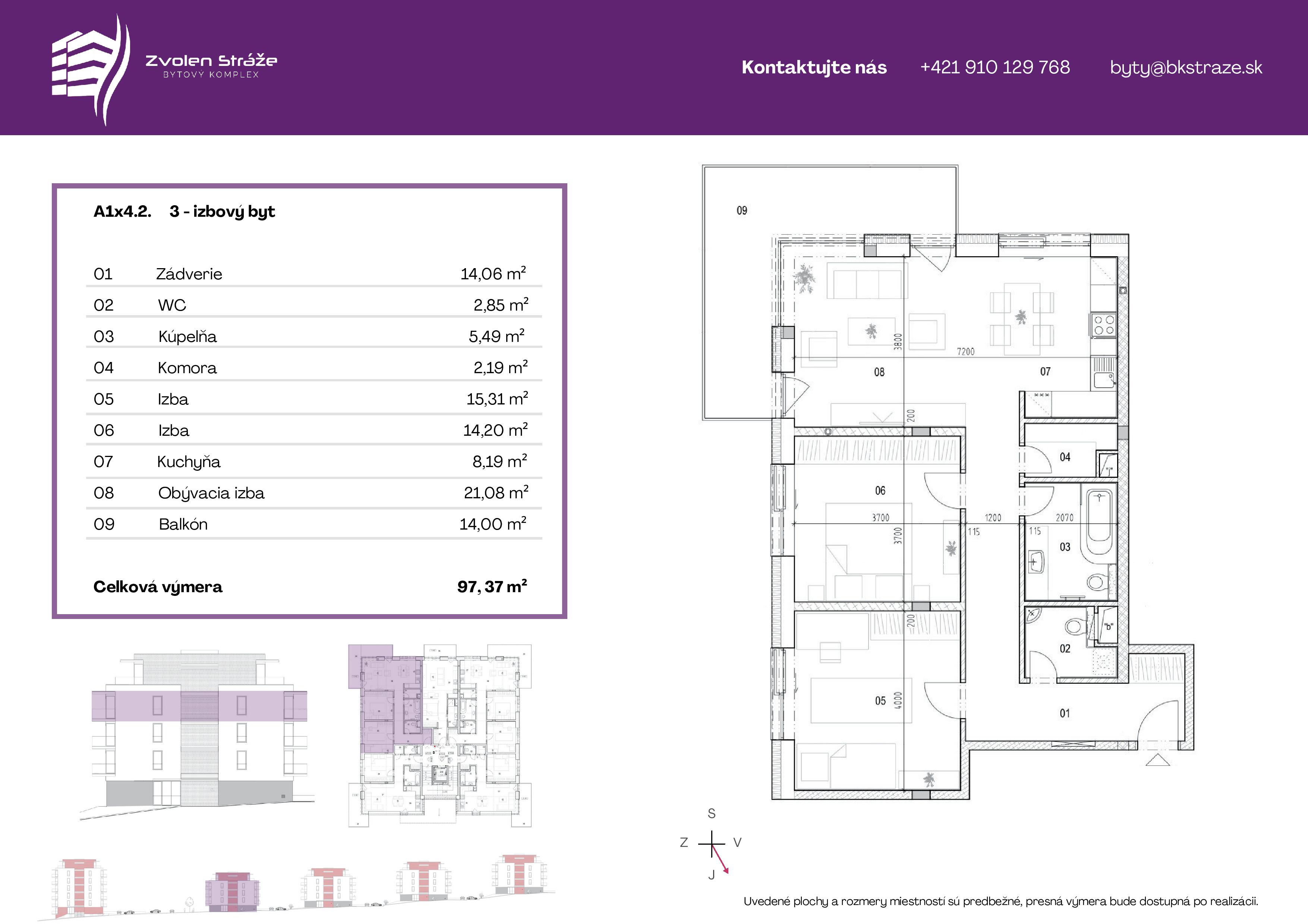 Zvolen stráže - 1 4 typ b - Pôdorys