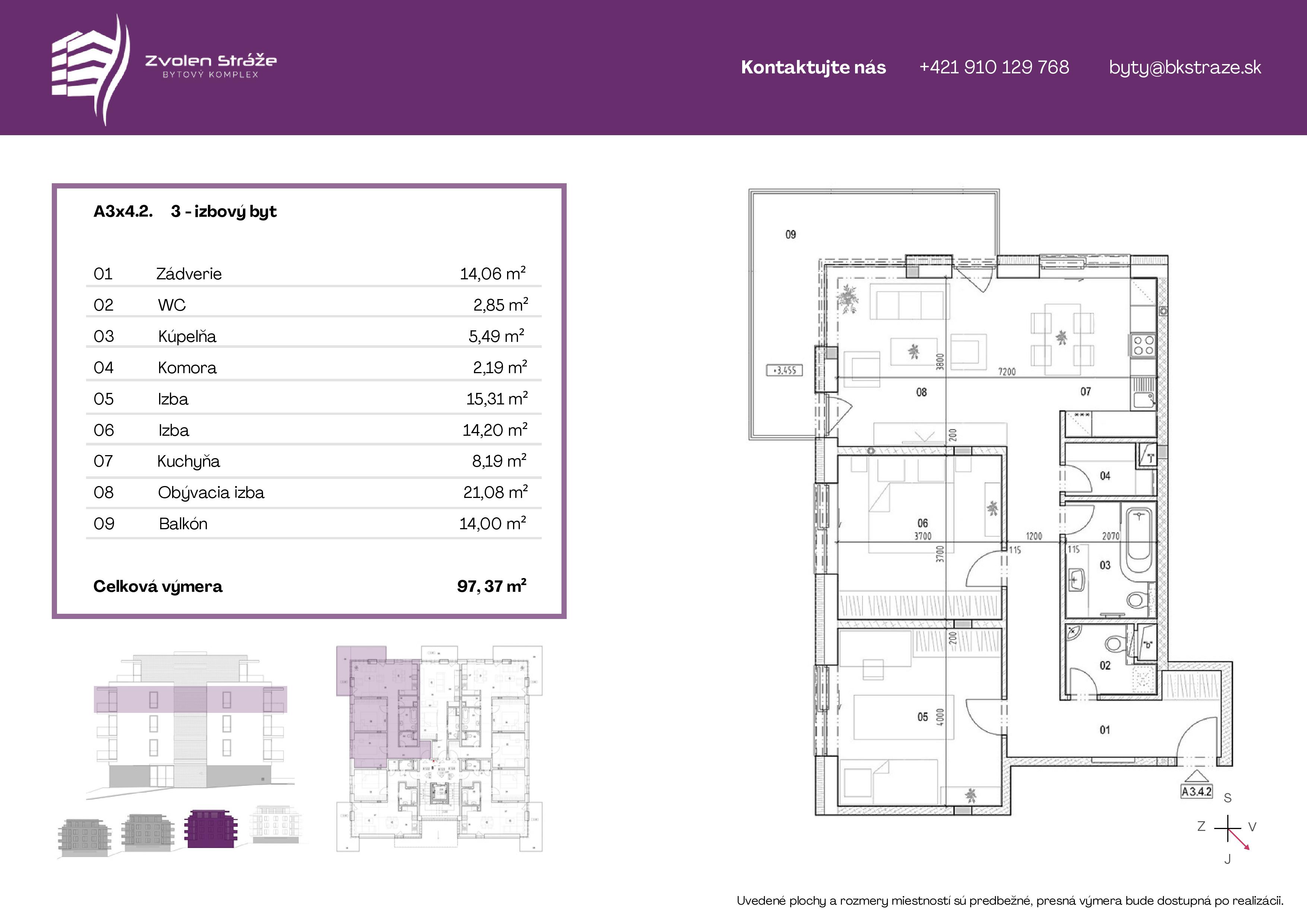 Zvolen stráže - 3 4 typ b - Pôdorys